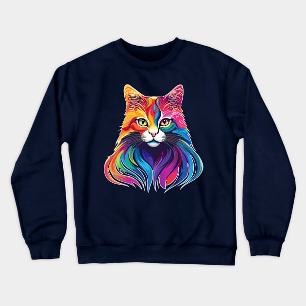 Cat Portrait Rainbow Colors Crewneck Sweatshirt by BluedarkArt